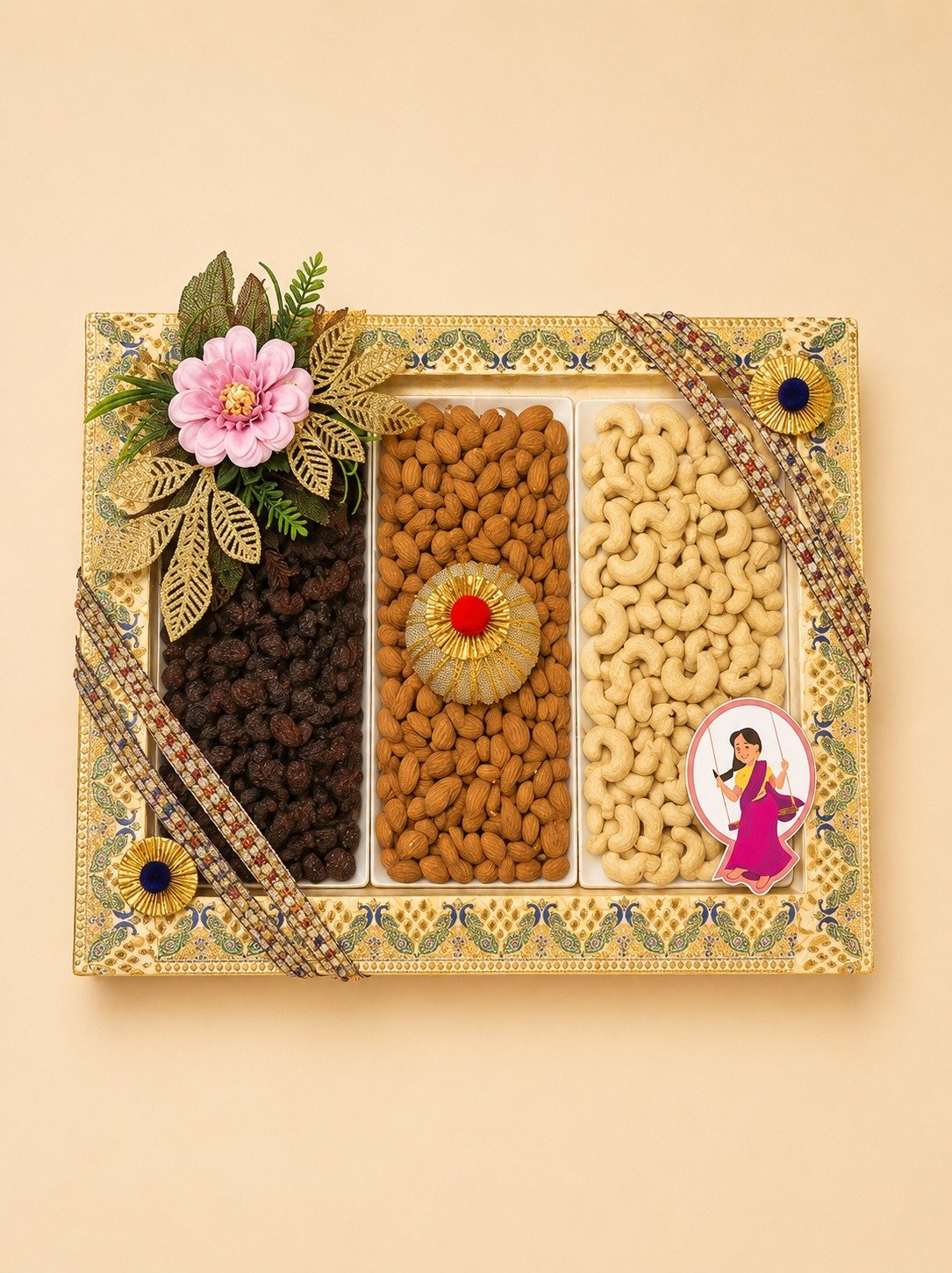 Explore handcrafted Dry Fruit Platters for weddings, Diwali, Rakhi, baby showers and corporate gifting. Premium customized gift trays by Wrapzilla.